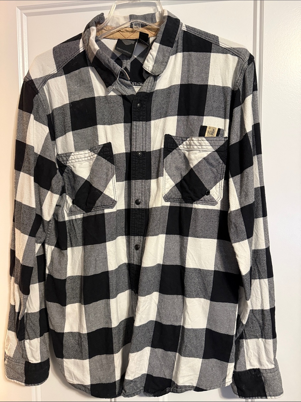 Men’s Harley-Davidson Black & White Buffalo Plaid Button-Down Shirt